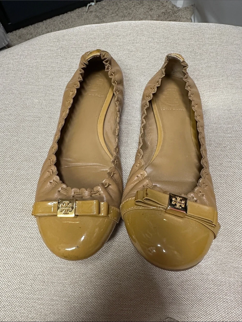 Tory Burch Ballet Flats with Logo Bow Size 7